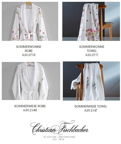 Christian Fischbacher badjas, dessin satijn, badstof binnenzijde,Sommerwone, Sommerwiese Robe A39.214R badstof DREAMFLOR, SATIN